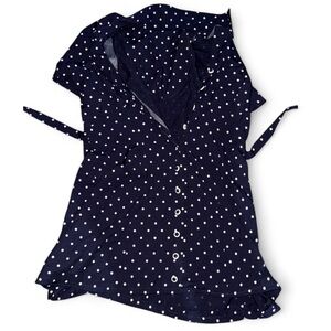 Navy Polka Dot Blouse/Dress Size XL
